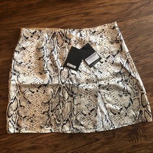 Reformation snake print silk skirt